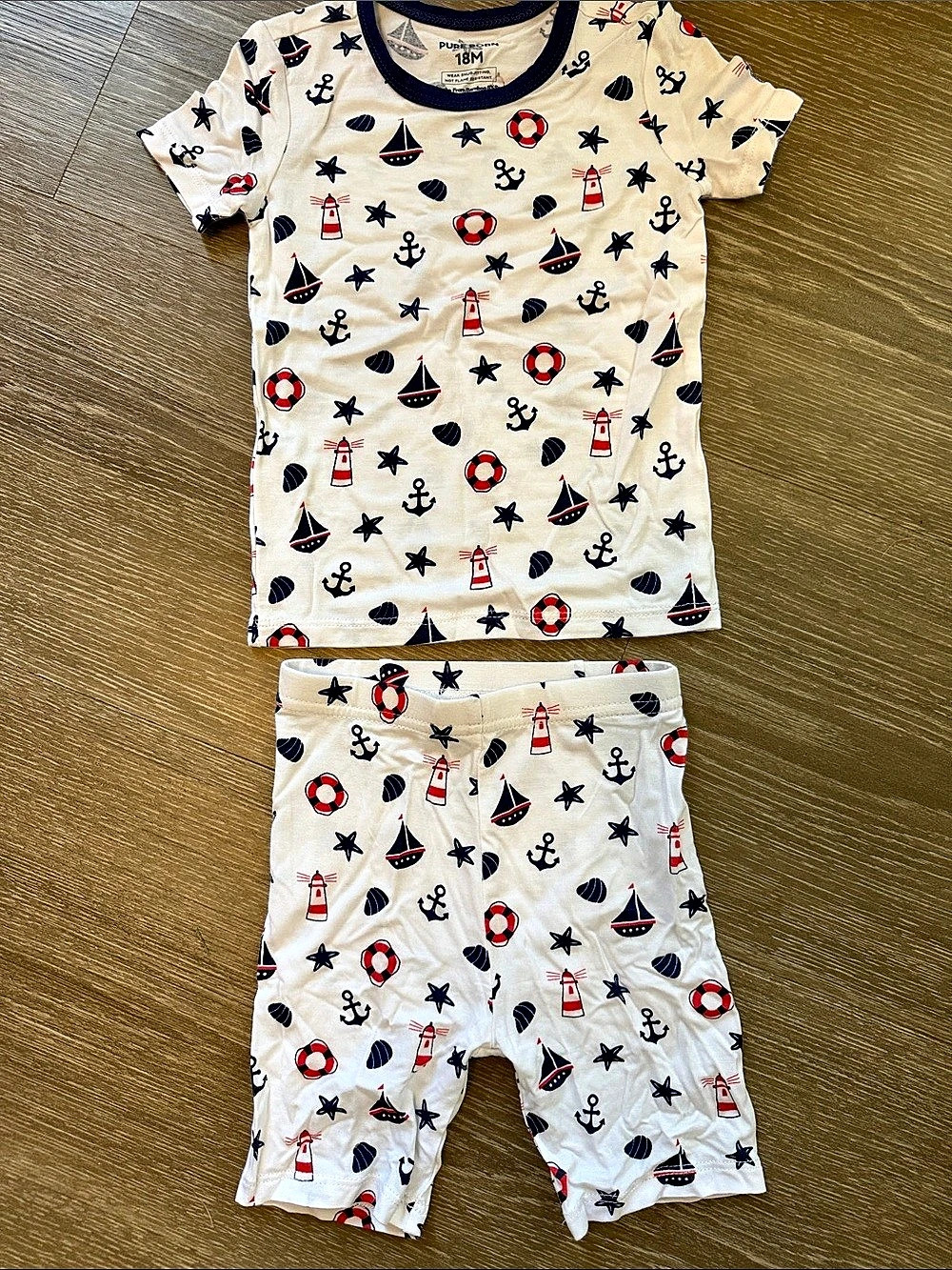 NWOT Pure Born Nautical Print Matching Set Baby 18M